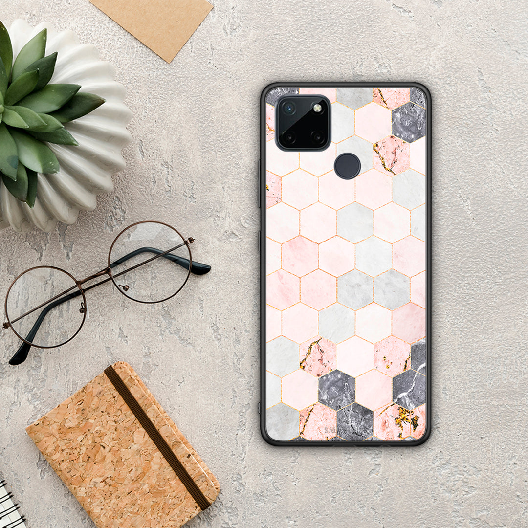 Marble Hexagon Pink - Realme C21Y / C25Y / 7i (Global) θήκη