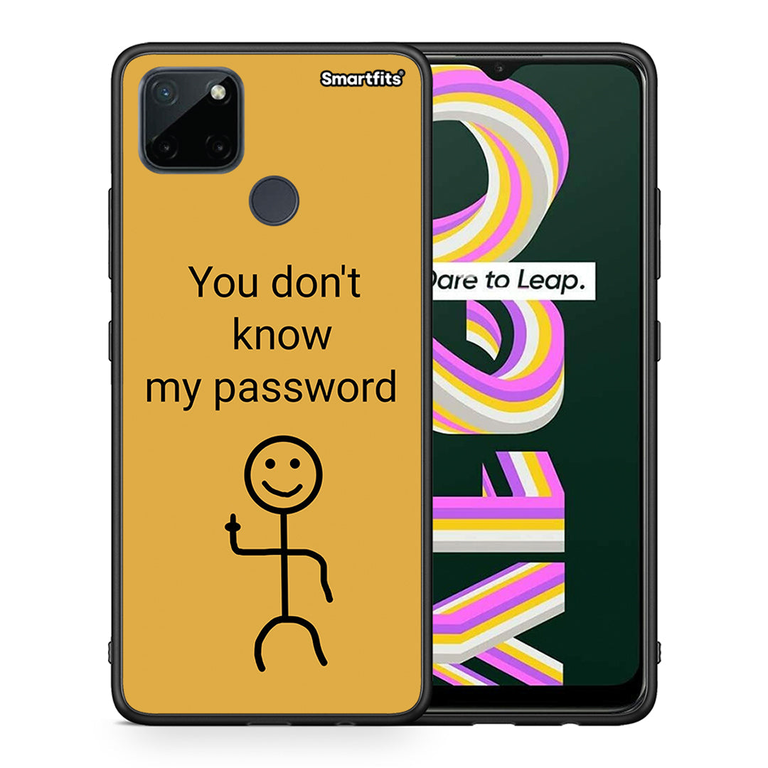 Θήκη Realme C21Y / C25Y / 7i (Global) My Password από τη Smartfits με σχέδιο στο πίσω μέρος και μαύρο περίβλημα | Realme C21Y / C25Y / 7i (Global) My Password case with colorful back and black bezels
