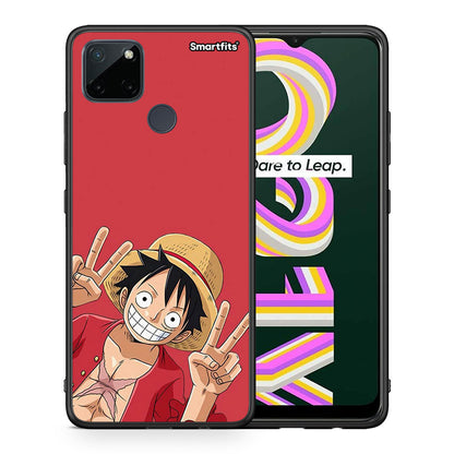 Θήκη Realme C21Y / C25Y / 7i (Global) Pirate Luffy από τη Smartfits με σχέδιο στο πίσω μέρος και μαύρο περίβλημα | Realme C21Y / C25Y / 7i (Global) Pirate Luffy case with colorful back and black bezels