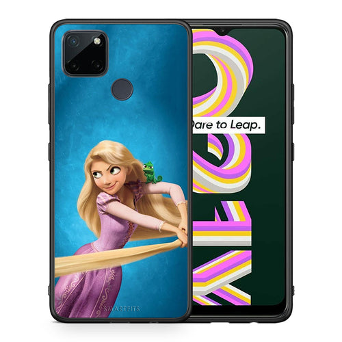 Θήκη Αγίου Βαλεντίνου Realme C21Y / C25Y / 7i (Global) Tangled 2 από τη Smartfits με σχέδιο στο πίσω μέρος και μαύρο περίβλημα | Realme C21Y / C25Y / 7i (Global) Tangled 2 case with colorful back and black bezels