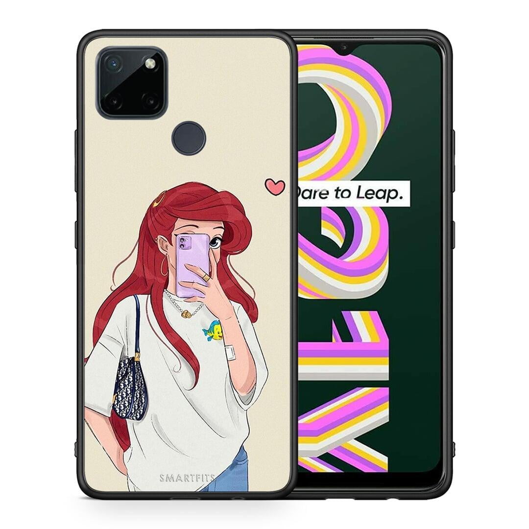 Θήκη Realme C21Y / C25Y / 7i (Global) Walking Mermaid από τη Smartfits με σχέδιο στο πίσω μέρος και μαύρο περίβλημα | Realme C21Y / C25Y / 7i (Global) Walking Mermaid case with colorful back and black bezels