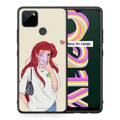 Θήκη Realme C21Y / C25Y / 7i (Global) Walking Mermaid από τη Smartfits με σχέδιο στο πίσω μέρος και μαύρο περίβλημα | Realme C21Y / C25Y / 7i (Global) Walking Mermaid case with colorful back and black bezels