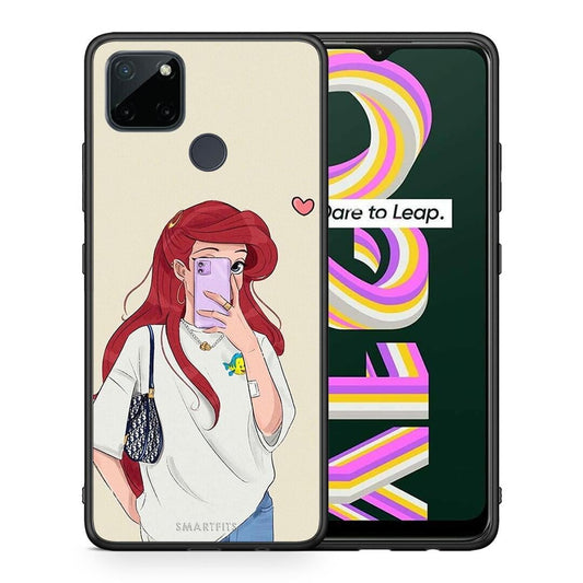 Θήκη Realme C21Y / C25Y / 7i (Global) Walking Mermaid από τη Smartfits με σχέδιο στο πίσω μέρος και μαύρο περίβλημα | Realme C21Y / C25Y / 7i (Global) Walking Mermaid case with colorful back and black bezels