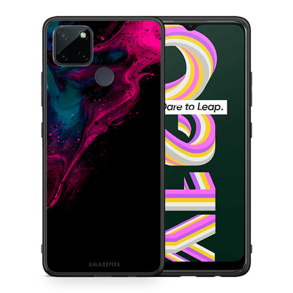Watercolor Pink Black - Realme C21Y / C25Y / 7i (Global) θήκη