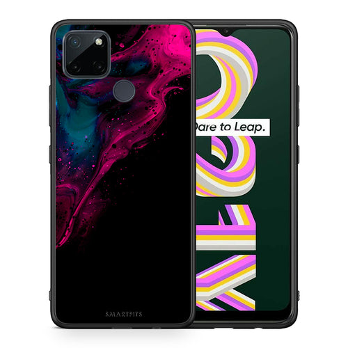 Watercolor Pink Black - Realme C21Y / C25Y / 7i (Global) θήκη