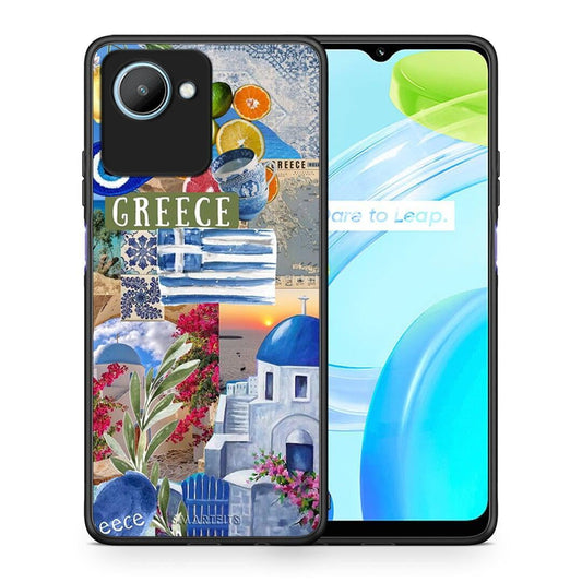 Θήκη Realme C30 All Greek από τη Smartfits με σχέδιο στο πίσω μέρος και μαύρο περίβλημα | Realme C30 All Greek Case with Colorful Back and Black Bezels