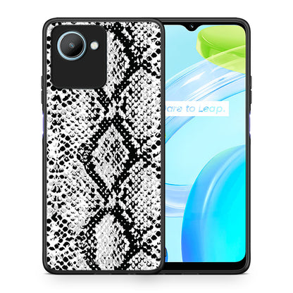 Θήκη Realme C30 Animal White Snake από τη Smartfits με σχέδιο στο πίσω μέρος και μαύρο περίβλημα | Realme C30 Animal White Snake Case with Colorful Back and Black Bezels