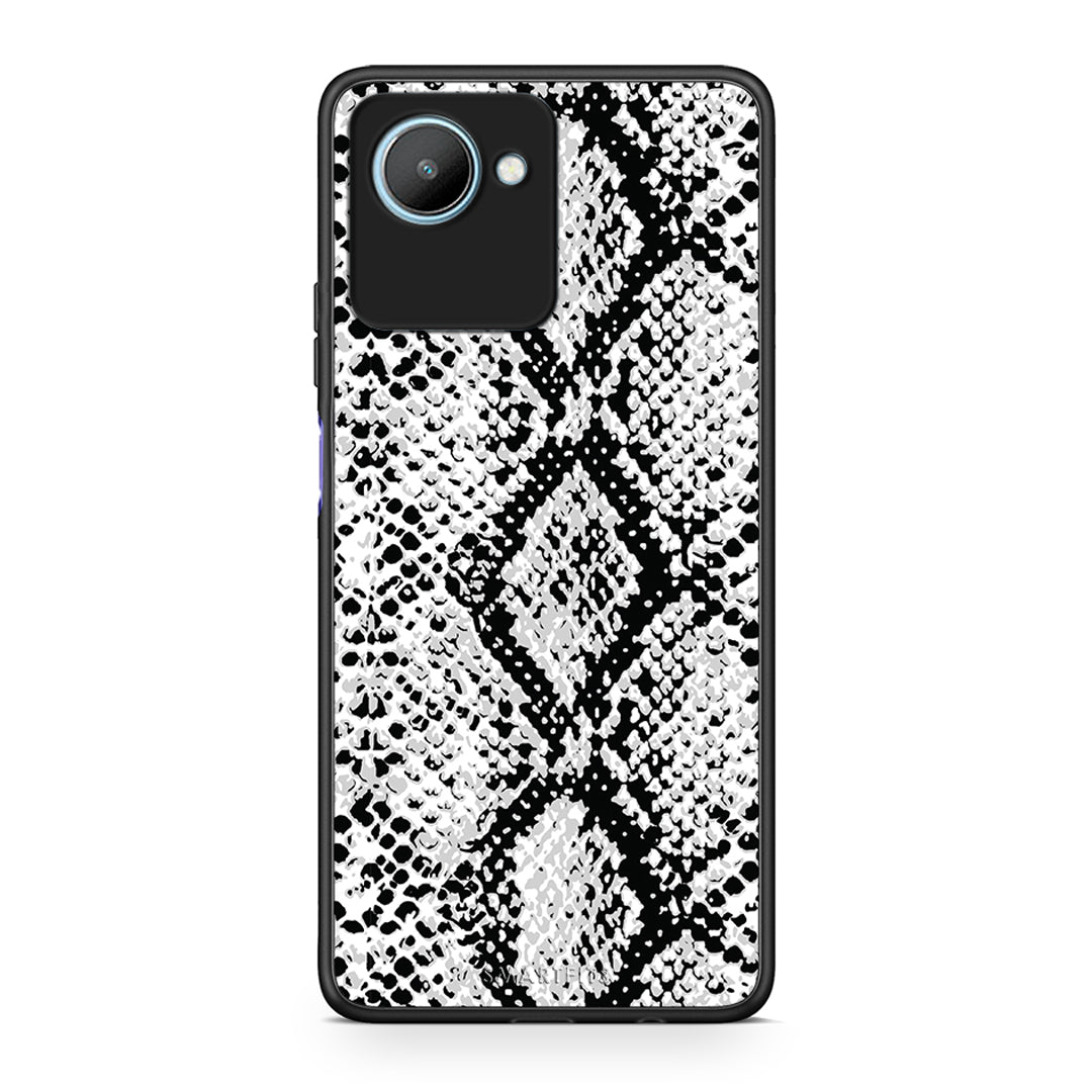 Θήκη Realme C30 Animal White Snake από τη Smartfits με σχέδιο στο πίσω μέρος και μαύρο περίβλημα | Realme C30 Animal White Snake Case with Colorful Back and Black Bezels