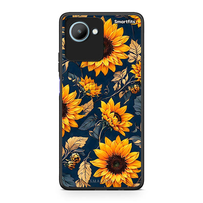 Θήκη Realme C30 Autumn Sunflowers από τη Smartfits με σχέδιο στο πίσω μέρος και μαύρο περίβλημα | Realme C30 Autumn Sunflowers Case with Colorful Back and Black Bezels