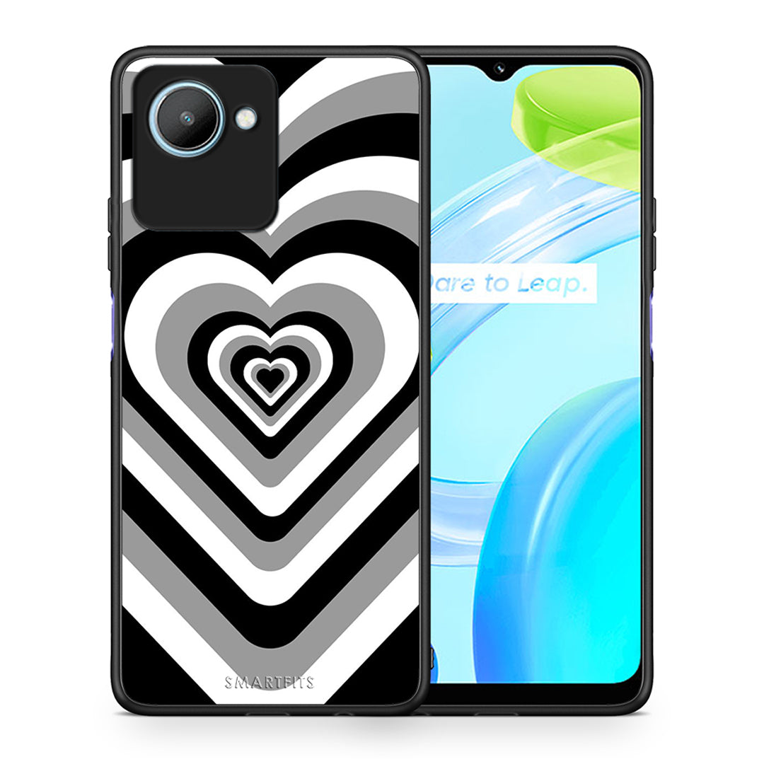 Θήκη Realme C30 Black Hearts από τη Smartfits με σχέδιο στο πίσω μέρος και μαύρο περίβλημα | Realme C30 Black Hearts Case with Colorful Back and Black Bezels