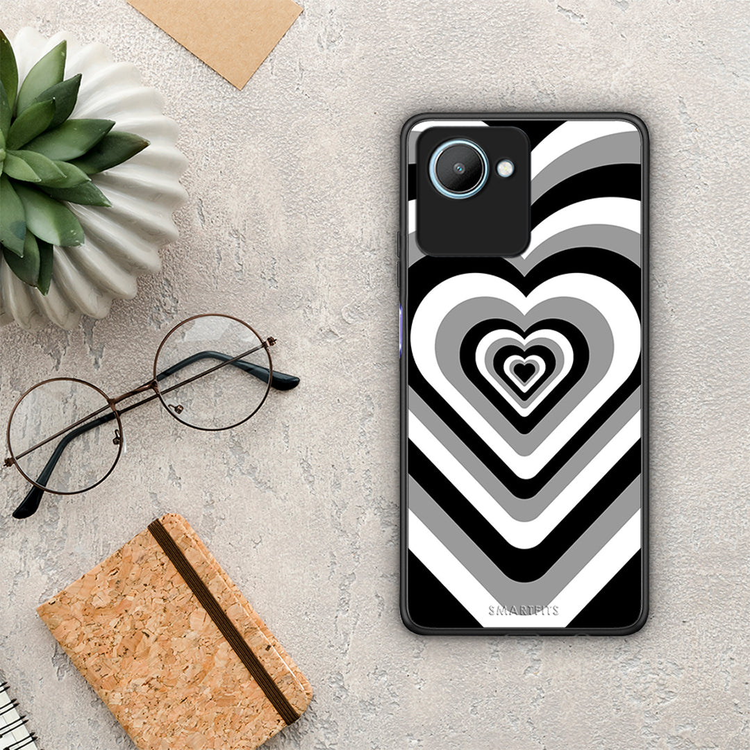 Θήκη Realme C30 Black Hearts από τη Smartfits με σχέδιο στο πίσω μέρος και μαύρο περίβλημα | Realme C30 Black Hearts Case with Colorful Back and Black Bezels