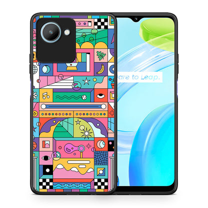 Θήκη Realme C30 Bubbles Soap από τη Smartfits με σχέδιο στο πίσω μέρος και μαύρο περίβλημα | Realme C30 Bubbles Soap Case with Colorful Back and Black Bezels