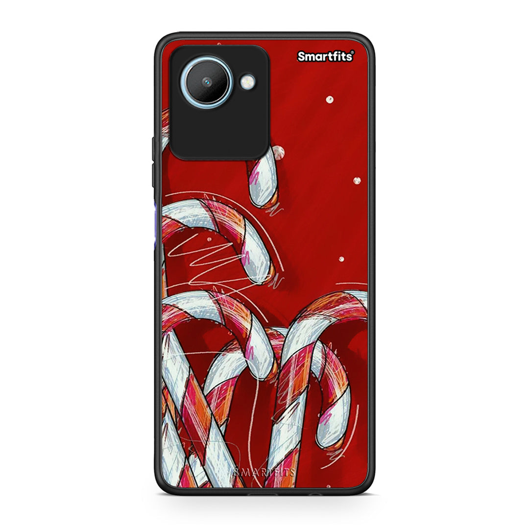 Θήκη Realme C30 Candy Cane από τη Smartfits με σχέδιο στο πίσω μέρος και μαύρο περίβλημα | Realme C30 Candy Cane Case with Colorful Back and Black Bezels