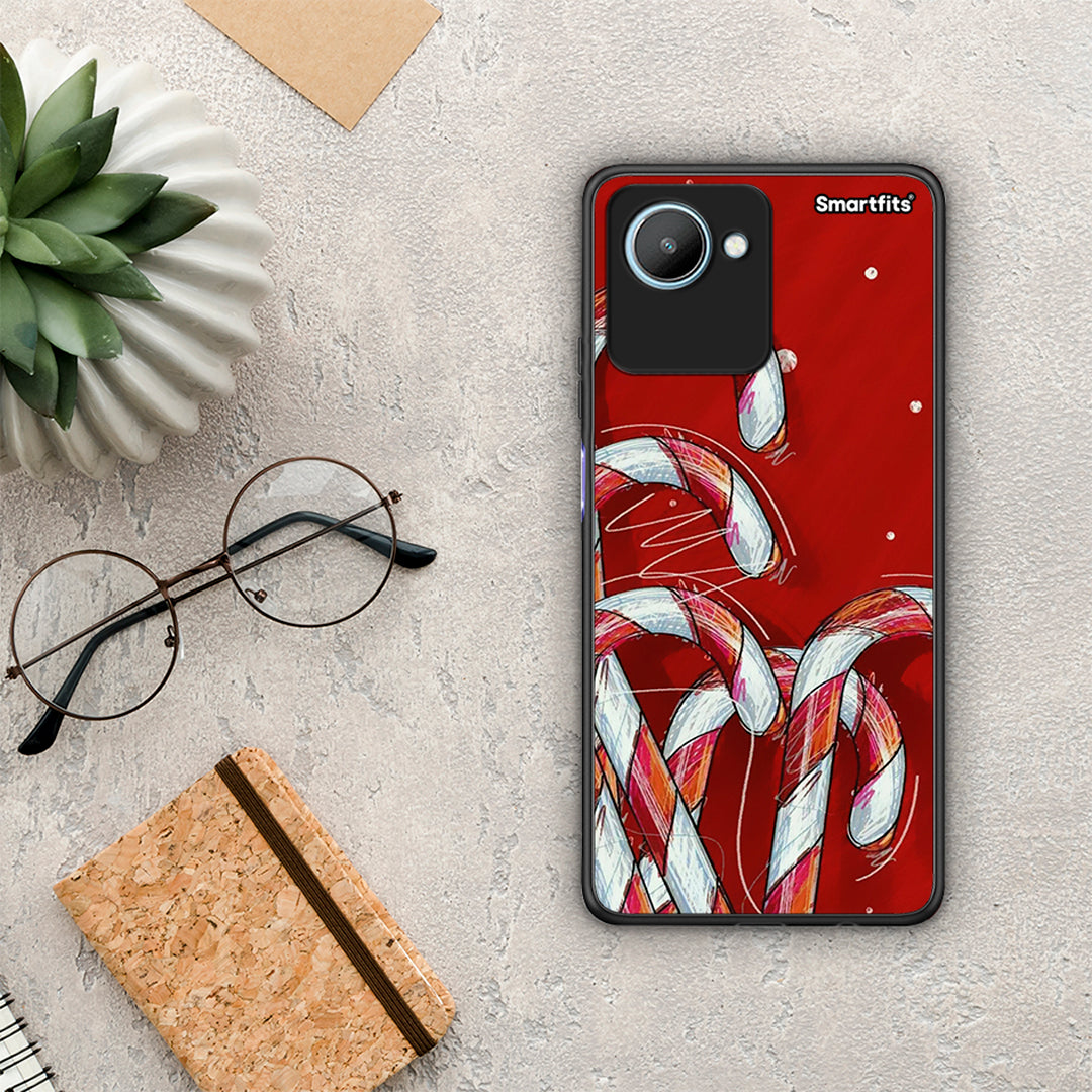 Θήκη Realme C30 Candy Cane από τη Smartfits με σχέδιο στο πίσω μέρος και μαύρο περίβλημα | Realme C30 Candy Cane Case with Colorful Back and Black Bezels