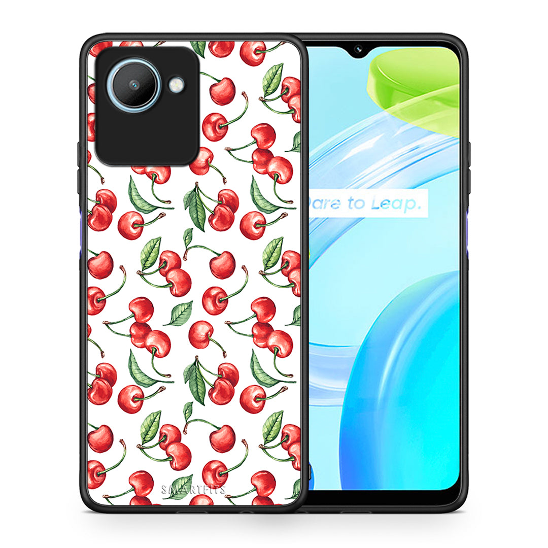 Θήκη Realme C30 Cherry Summer από τη Smartfits με σχέδιο στο πίσω μέρος και μαύρο περίβλημα | Realme C30 Cherry Summer Case with Colorful Back and Black Bezels