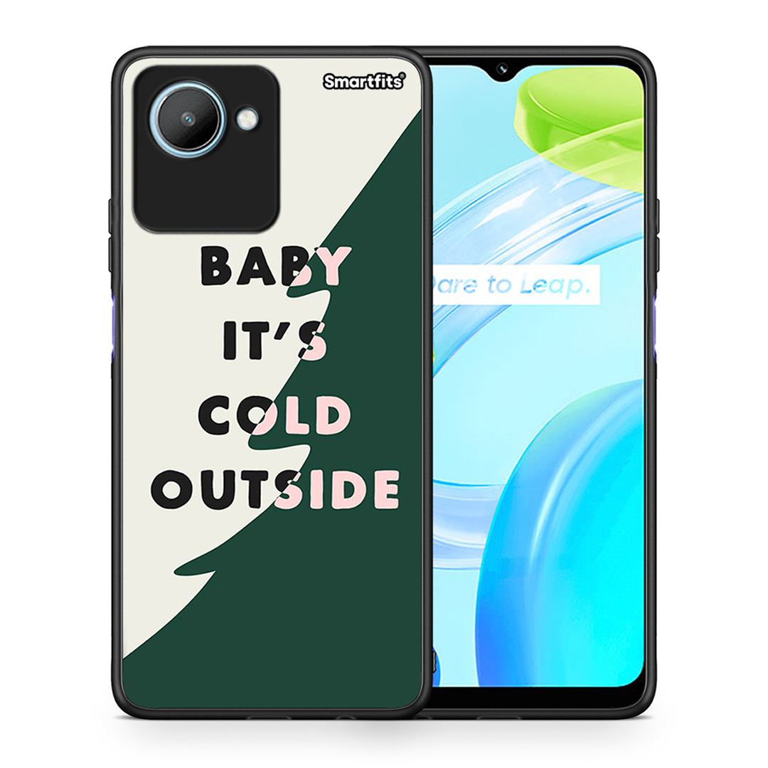 Θήκη Realme C30 Cold Outside από τη Smartfits με σχέδιο στο πίσω μέρος και μαύρο περίβλημα | Realme C30 Cold Outside Case with Colorful Back and Black Bezels