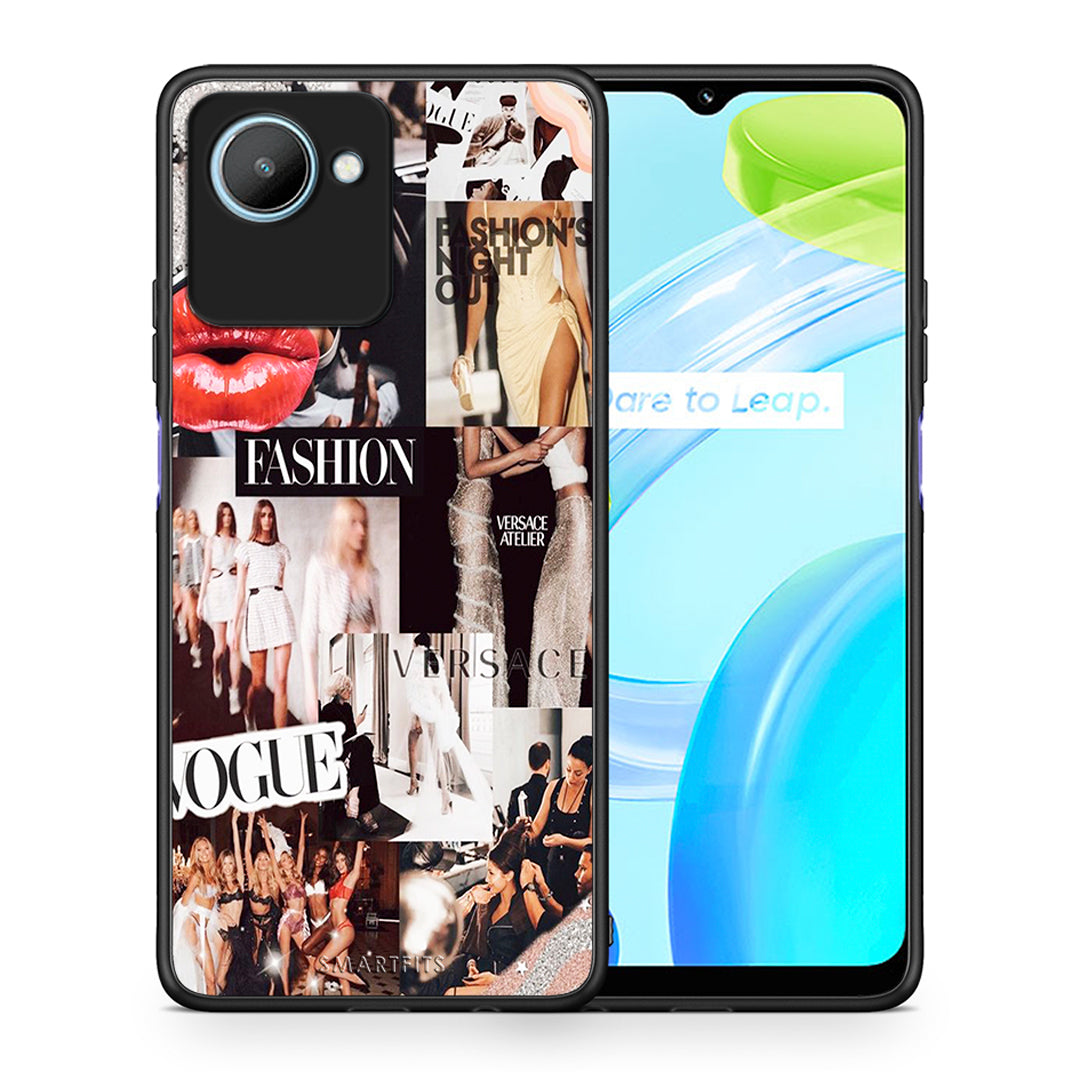 Θήκη Realme C30 Collage Fashion από τη Smartfits με σχέδιο στο πίσω μέρος και μαύρο περίβλημα | Realme C30 Collage Fashion Case with Colorful Back and Black Bezels