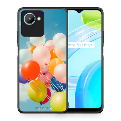 Θήκη Realme C30 Colorful Balloons από τη Smartfits με σχέδιο στο πίσω μέρος και μαύρο περίβλημα | Realme C30 Colorful Balloons Case with Colorful Back and Black Bezels