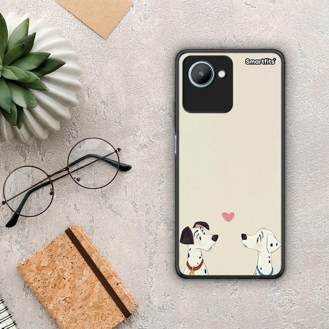 Θήκη Realme C30 Dalmatians Love από τη Smartfits με σχέδιο στο πίσω μέρος και μαύρο περίβλημα | Realme C30 Dalmatians Love Case with Colorful Back and Black Bezels