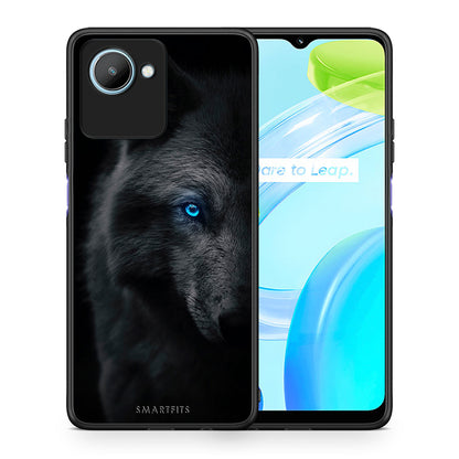 Θήκη Realme C30 Dark Wolf από τη Smartfits με σχέδιο στο πίσω μέρος και μαύρο περίβλημα | Realme C30 Dark Wolf Case with Colorful Back and Black Bezels