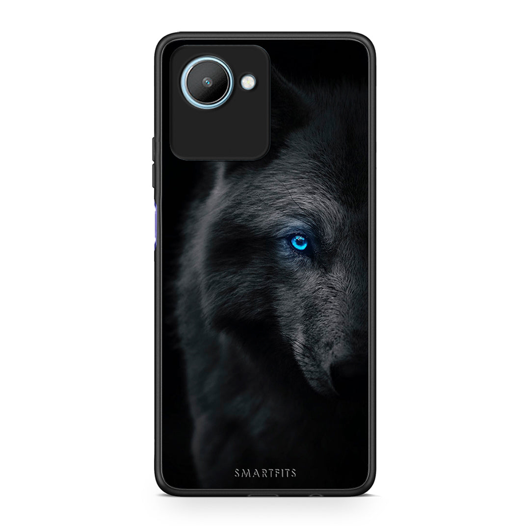 Θήκη Realme C30 Dark Wolf από τη Smartfits με σχέδιο στο πίσω μέρος και μαύρο περίβλημα | Realme C30 Dark Wolf Case with Colorful Back and Black Bezels