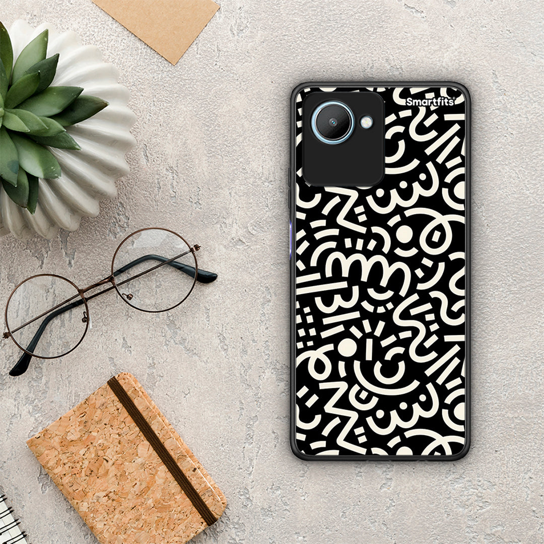 Θήκη Realme C30 Doodle Art από τη Smartfits με σχέδιο στο πίσω μέρος και μαύρο περίβλημα | Realme C30 Doodle Art Case with Colorful Back and Black Bezels