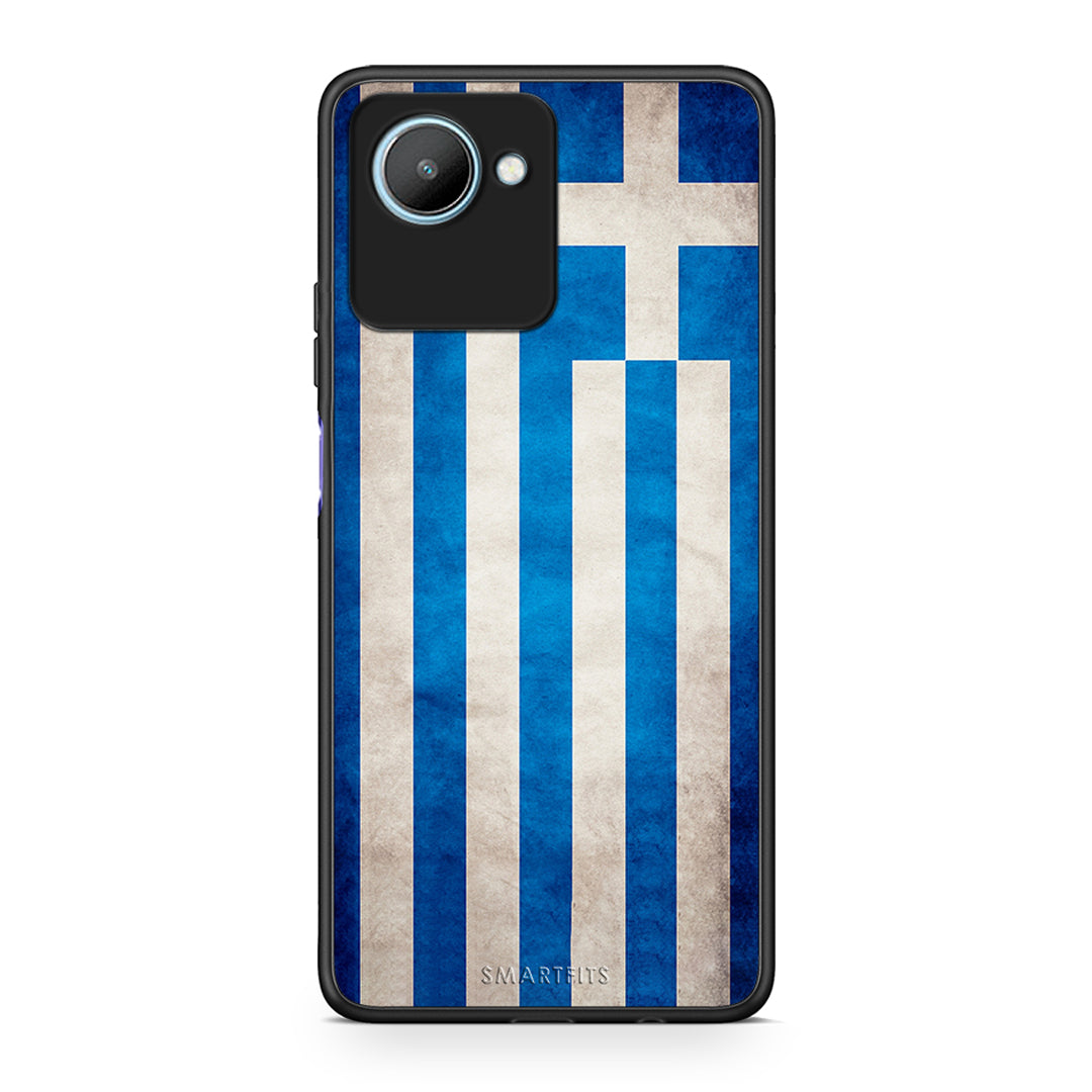 Θήκη Realme C30 Flag Greek από τη Smartfits με σχέδιο στο πίσω μέρος και μαύρο περίβλημα | Realme C30 Flag Greek Case with Colorful Back and Black Bezels