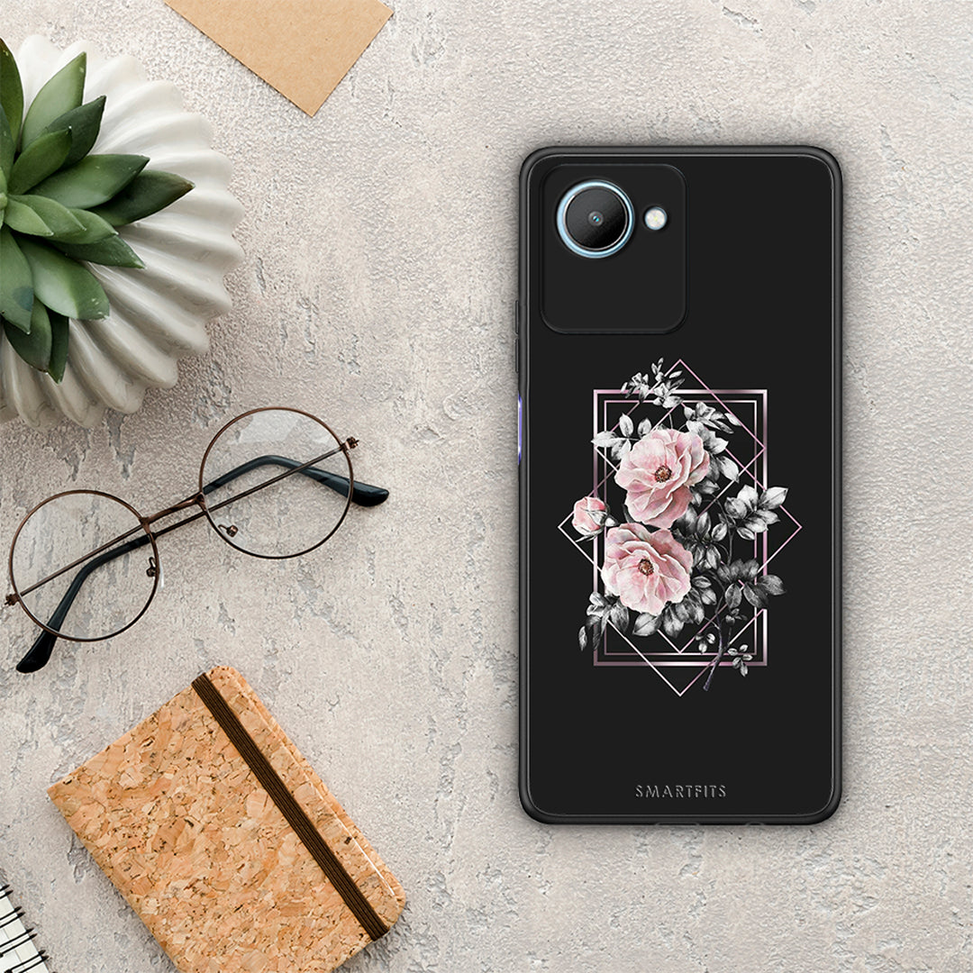 Θήκη Realme C30 Flower Frame από τη Smartfits με σχέδιο στο πίσω μέρος και μαύρο περίβλημα | Realme C30 Flower Frame Case with Colorful Back and Black Bezels