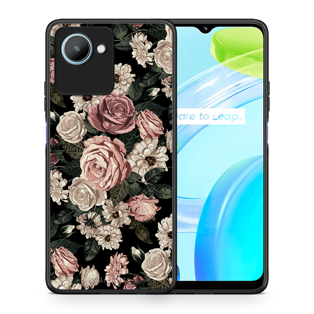 Θήκη Realme C30 Flower Wild Roses από τη Smartfits με σχέδιο στο πίσω μέρος και μαύρο περίβλημα | Realme C30 Flower Wild Roses Case with Colorful Back and Black Bezels