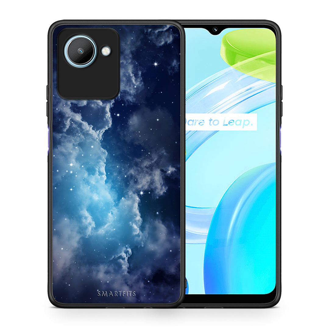 Θήκη Realme C30 Galactic Blue Sky από τη Smartfits με σχέδιο στο πίσω μέρος και μαύρο περίβλημα | Realme C30 Galactic Blue Sky Case with Colorful Back and Black Bezels