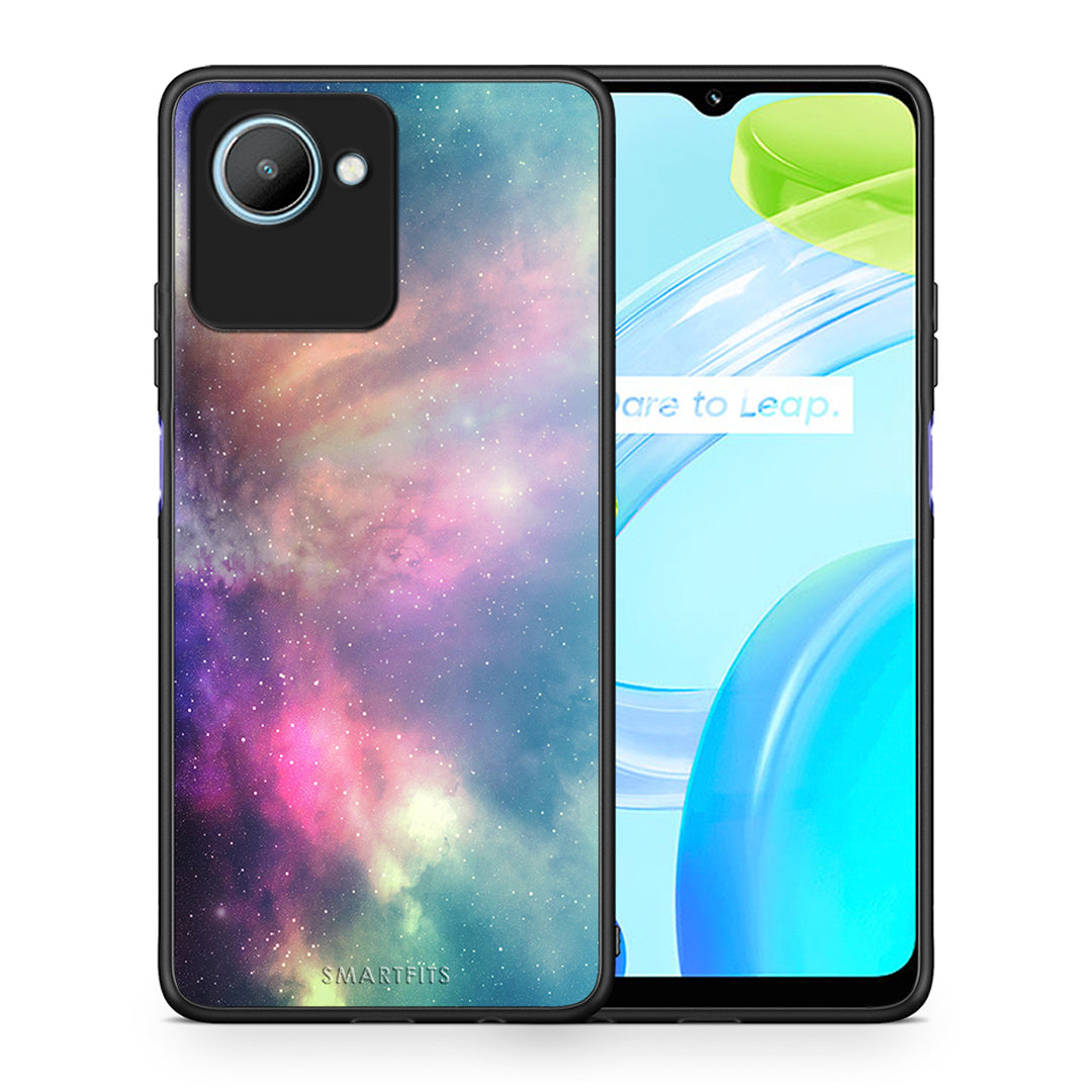 Θήκη Realme C30 Galactic Rainbow από τη Smartfits με σχέδιο στο πίσω μέρος και μαύρο περίβλημα | Realme C30 Galactic Rainbow Case with Colorful Back and Black Bezels