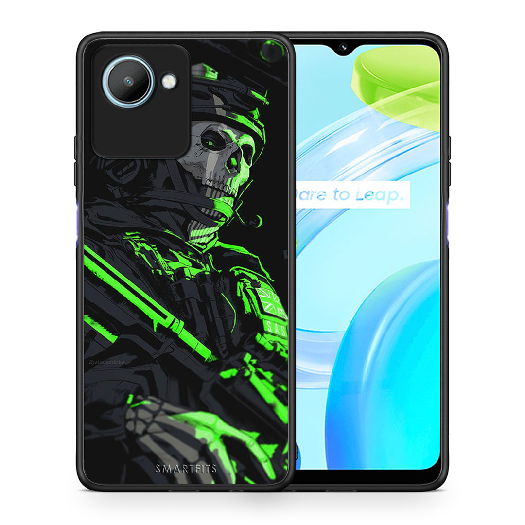 Θήκη Realme C30 Green Soldier από τη Smartfits με σχέδιο στο πίσω μέρος και μαύρο περίβλημα | Realme C30 Green Soldier Case with Colorful Back and Black Bezels