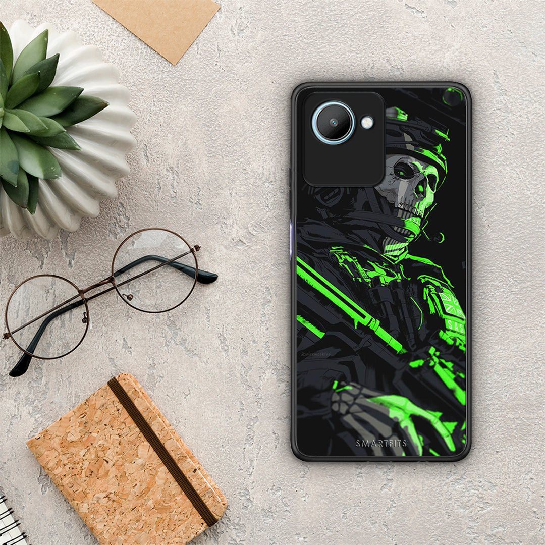 Θήκη Realme C30 Green Soldier από τη Smartfits με σχέδιο στο πίσω μέρος και μαύρο περίβλημα | Realme C30 Green Soldier Case with Colorful Back and Black Bezels