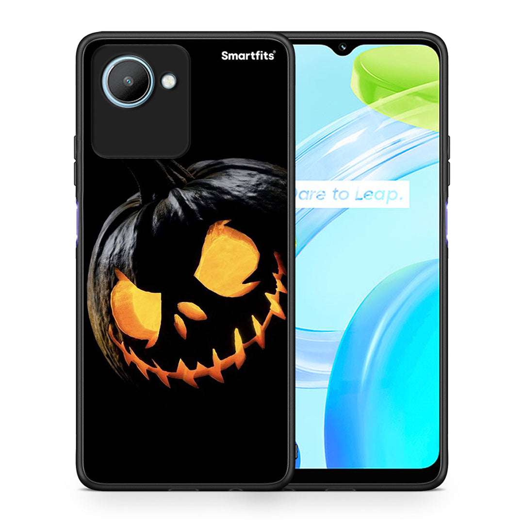 Θήκη Realme C30 Halloween Scary Pumpkin από τη Smartfits με σχέδιο στο πίσω μέρος και μαύρο περίβλημα | Realme C30 Halloween Scary Pumpkin Case with Colorful Back and Black Bezels