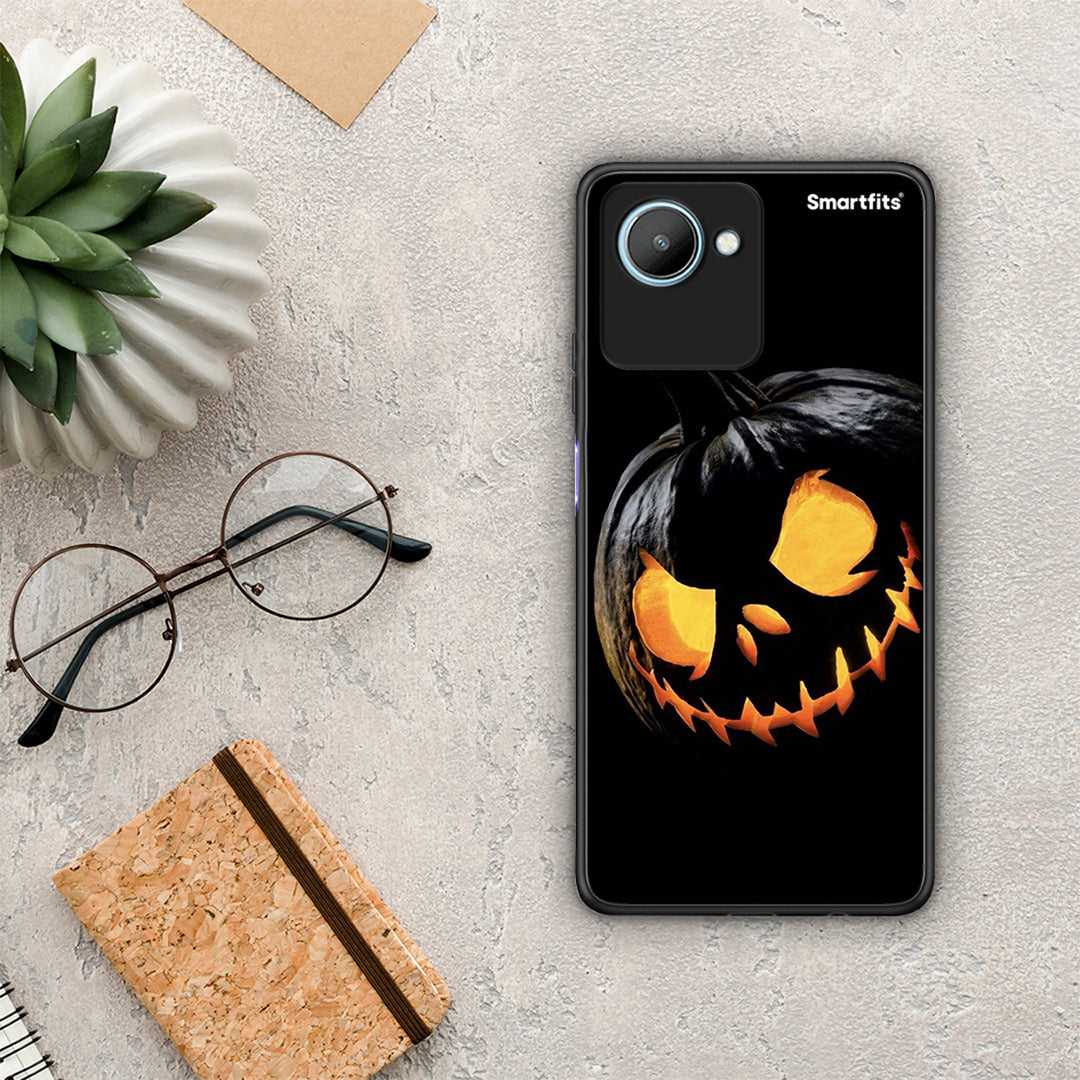 Θήκη Realme C30 Halloween Scary Pumpkin από τη Smartfits με σχέδιο στο πίσω μέρος και μαύρο περίβλημα | Realme C30 Halloween Scary Pumpkin Case with Colorful Back and Black Bezels