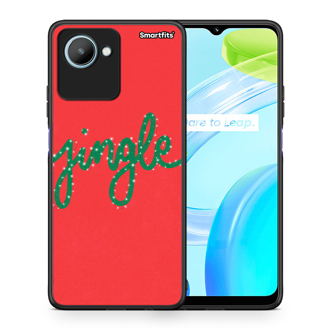 Θήκη Realme C30 Jingle Xmas από τη Smartfits με σχέδιο στο πίσω μέρος και μαύρο περίβλημα | Realme C30 Jingle Xmas Case with Colorful Back and Black Bezels