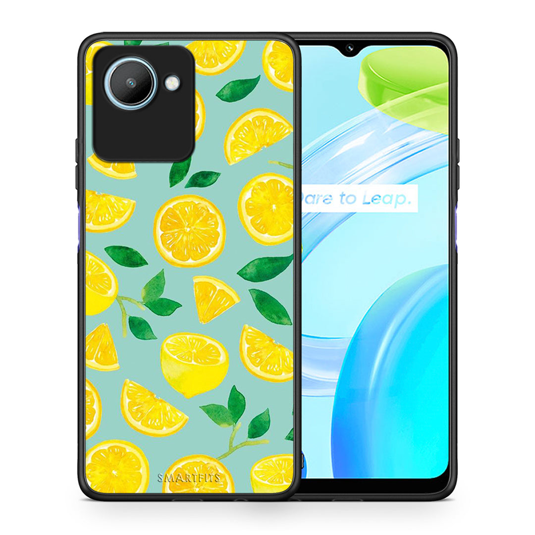 Θήκη Realme C30 Lemons από τη Smartfits με σχέδιο στο πίσω μέρος και μαύρο περίβλημα | Realme C30 Lemons Case with Colorful Back and Black Bezels