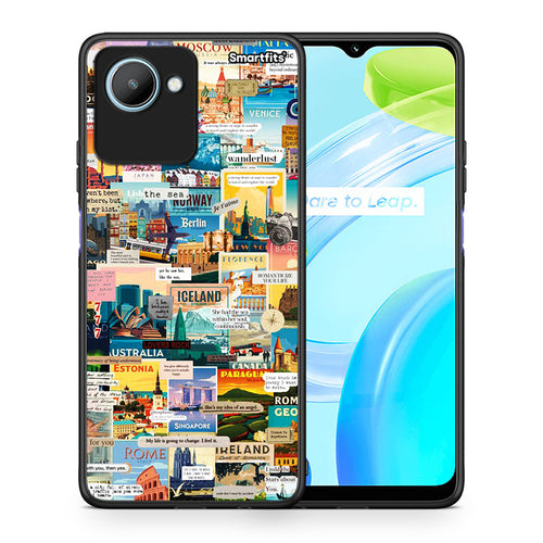 Θήκη Realme C30 Live To Travel από τη Smartfits με σχέδιο στο πίσω μέρος και μαύρο περίβλημα | Realme C30 Live To Travel Case with Colorful Back and Black Bezels