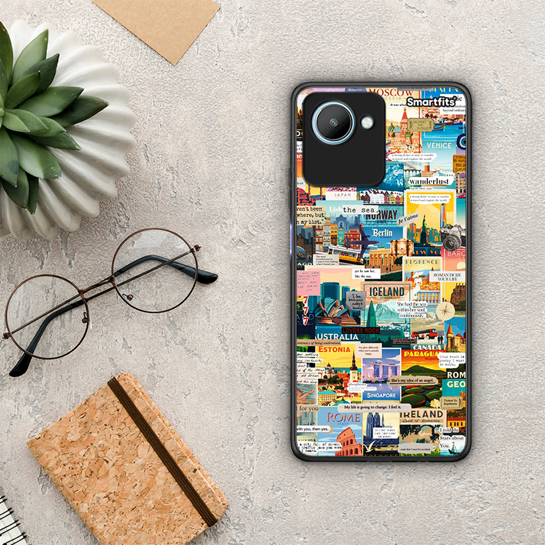 Θήκη Realme C30 Live To Travel από τη Smartfits με σχέδιο στο πίσω μέρος και μαύρο περίβλημα | Realme C30 Live To Travel Case with Colorful Back and Black Bezels