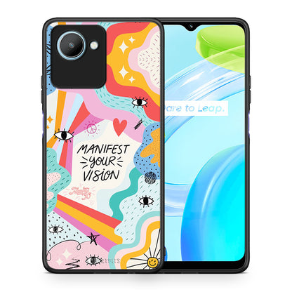 Θήκη Realme C30 Manifest Your Vision από τη Smartfits με σχέδιο στο πίσω μέρος και μαύρο περίβλημα | Realme C30 Manifest Your Vision Case with Colorful Back and Black Bezels