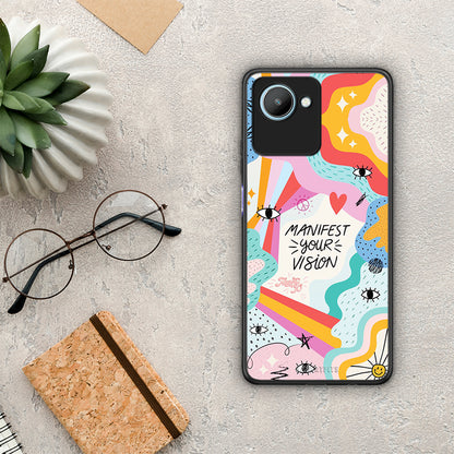 Θήκη Realme C30 Manifest Your Vision από τη Smartfits με σχέδιο στο πίσω μέρος και μαύρο περίβλημα | Realme C30 Manifest Your Vision Case with Colorful Back and Black Bezels