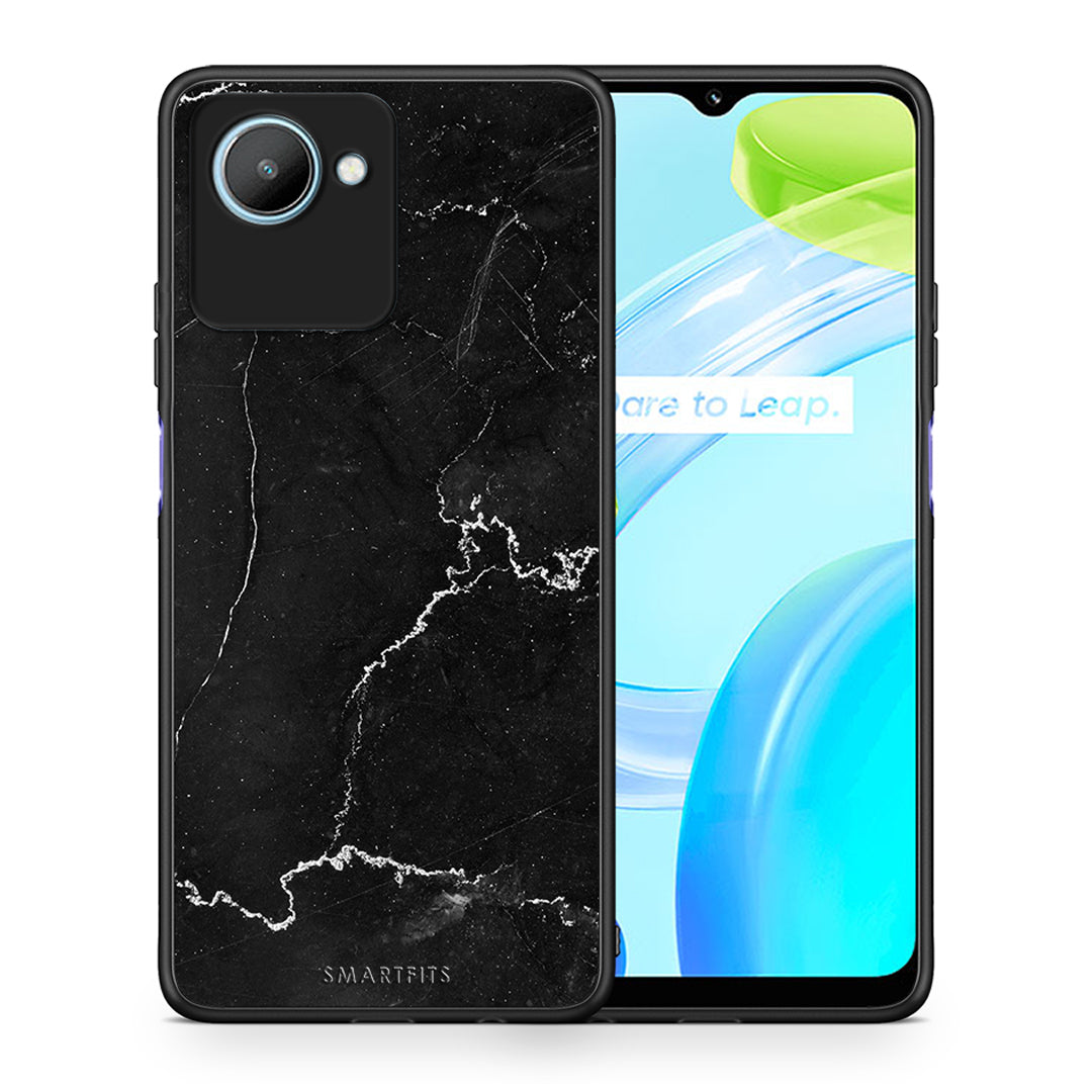 Θήκη Realme C30 Marble Black από τη Smartfits με σχέδιο στο πίσω μέρος και μαύρο περίβλημα | Realme C30 Marble Black Case with Colorful Back and Black Bezels