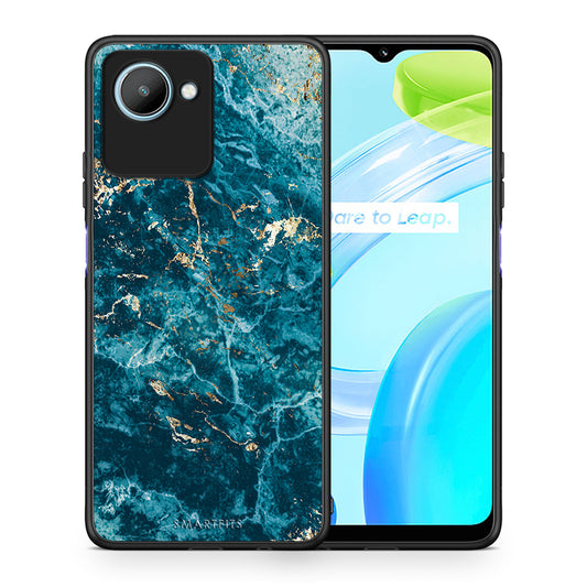 Θήκη Realme C30 Marble Blue από τη Smartfits με σχέδιο στο πίσω μέρος και μαύρο περίβλημα | Realme C30 Marble Blue Case with Colorful Back and Black Bezels