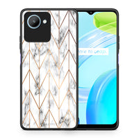 Thumbnail for Θήκη Realme C30 Marble Gold Geometric από τη Smartfits με σχέδιο στο πίσω μέρος και μαύρο περίβλημα | Realme C30 Marble Gold Geometric Case with Colorful Back and Black Bezels