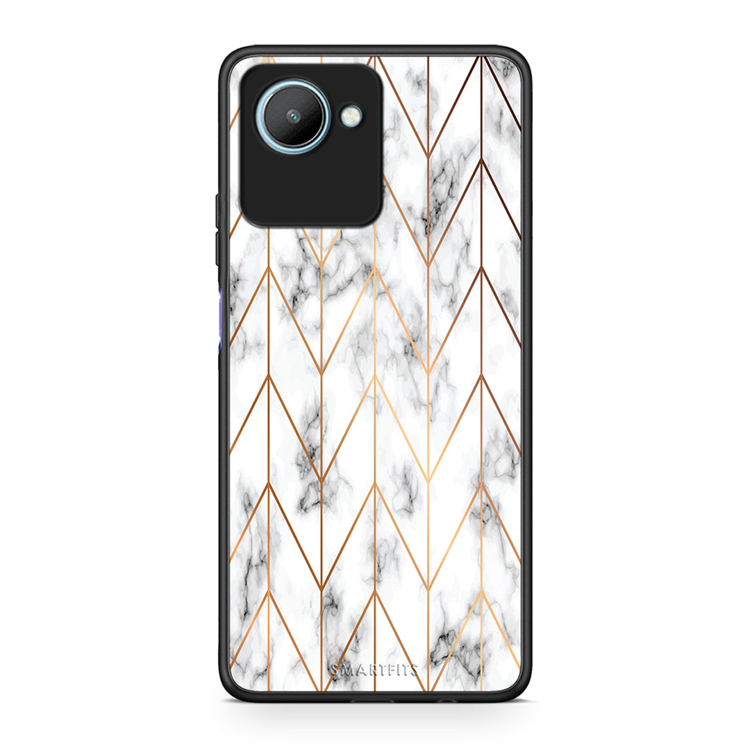 Θήκη Realme C30 Marble Gold Geometric από τη Smartfits με σχέδιο στο πίσω μέρος και μαύρο περίβλημα | Realme C30 Marble Gold Geometric Case with Colorful Back and Black Bezels