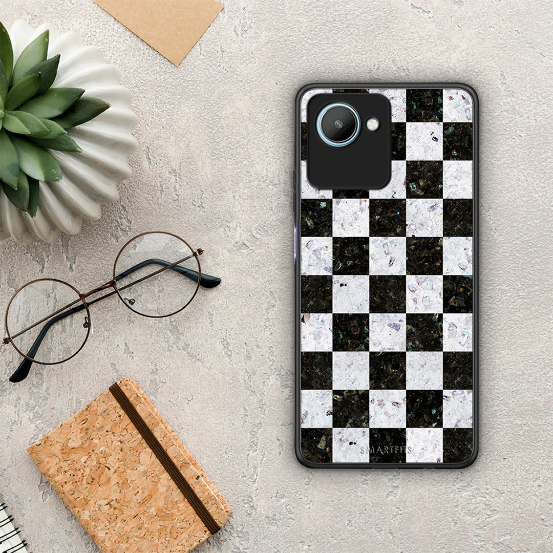 Θήκη Realme C30 Marble Square Geometric από τη Smartfits με σχέδιο στο πίσω μέρος και μαύρο περίβλημα | Realme C30 Marble Square Geometric Case with Colorful Back and Black Bezels