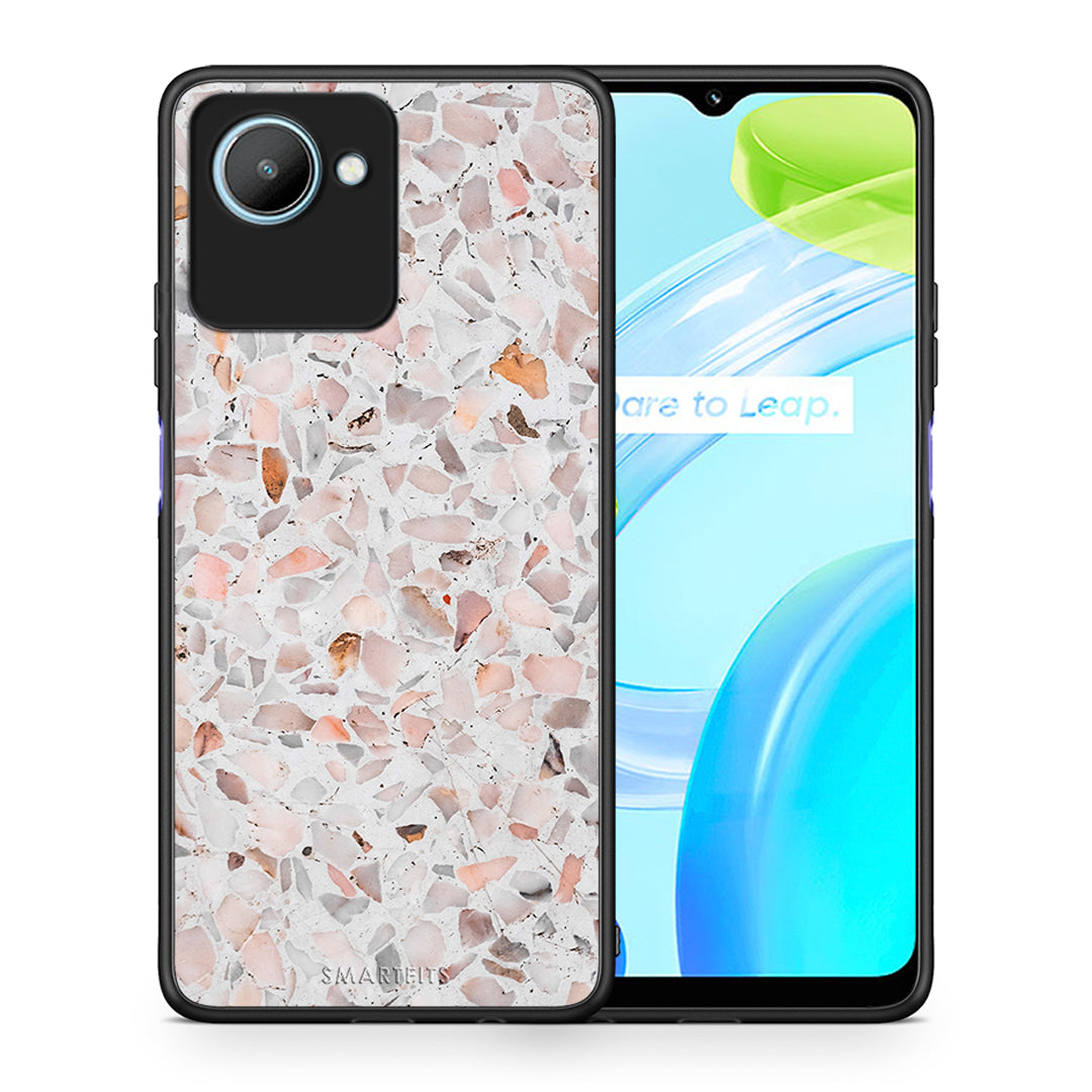 Θήκη Realme C30 Marble Terrazzo από τη Smartfits με σχέδιο στο πίσω μέρος και μαύρο περίβλημα | Realme C30 Marble Terrazzo Case with Colorful Back and Black Bezels