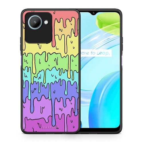 Θήκη Realme C30 Melting Rainbow από τη Smartfits με σχέδιο στο πίσω μέρος και μαύρο περίβλημα | Realme C30 Melting Rainbow Case with Colorful Back and Black Bezels