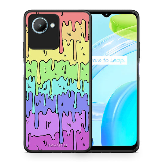 Θήκη Realme C30 Melting Rainbow από τη Smartfits με σχέδιο στο πίσω μέρος και μαύρο περίβλημα | Realme C30 Melting Rainbow Case with Colorful Back and Black Bezels