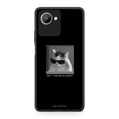 Θήκη Realme C30 Meme Cat από τη Smartfits με σχέδιο στο πίσω μέρος και μαύρο περίβλημα | Realme C30 Meme Cat Case with Colorful Back and Black Bezels